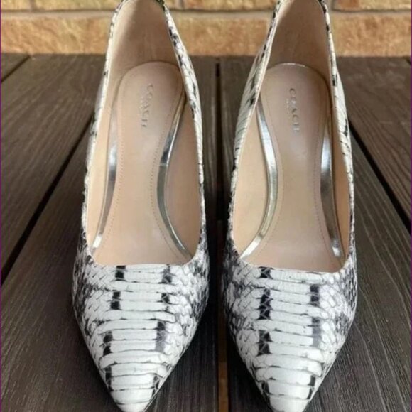 Coach black and white snakeskin wedge heel Orchard 8.5 - Picture 2 of 9